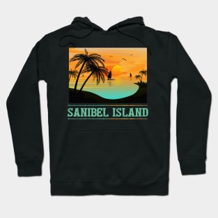 Retro Sanibel Island Florida Tropical Sunset Beach Vacation Hoodie